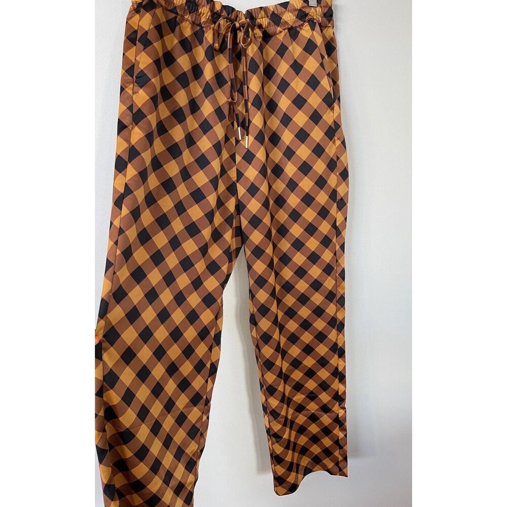 Free People Scotch & Soda Gold Black Geometric Wide Leg Boho Trouser Pants Sz XL - Picture 6 of 16